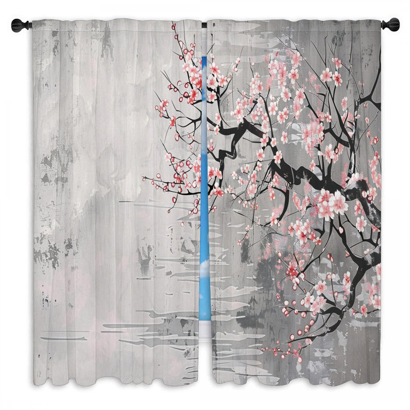 Rideaux cerisier floral Cherry Blossom - 2 panneaux, L 20 po x L 82 po