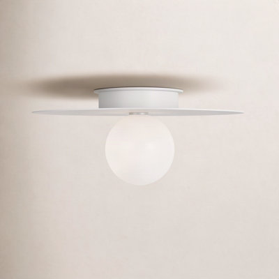 Single Light Milk Glass Shade Flush Mount