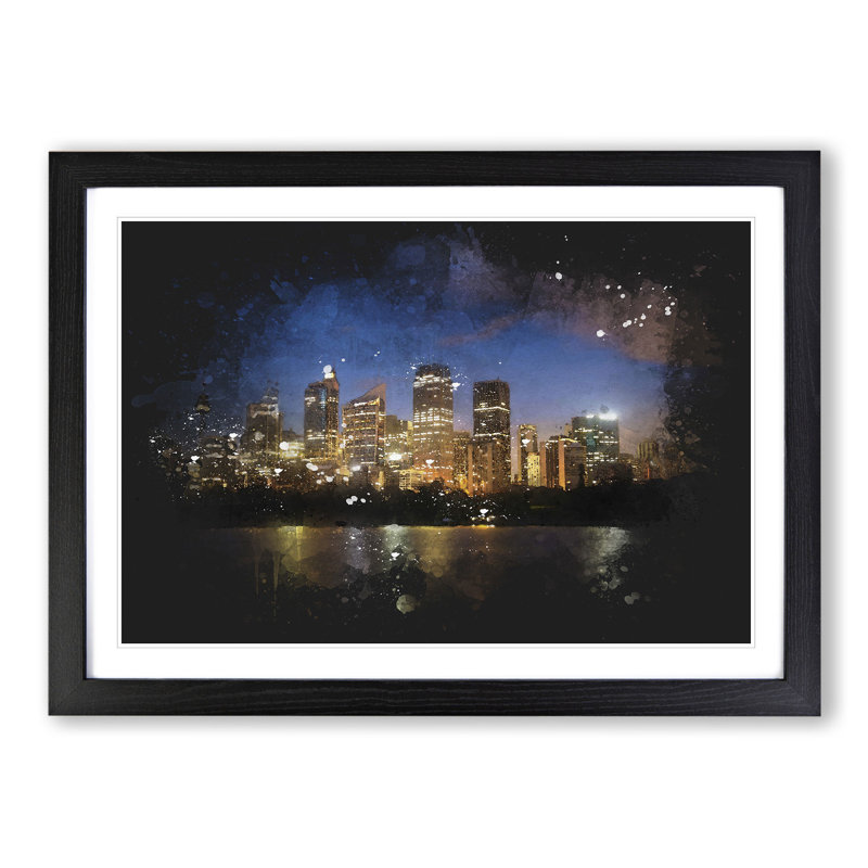 Sydney Skyline Vol.2 - Picture Frame Painting, 27cm H x 36cm W x 2cm D, Black Framed