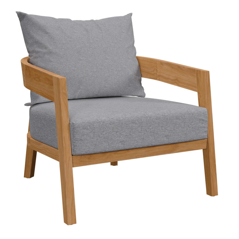 Modway Brisbane Teak Wood Outdoor Patio Armchair, Gray