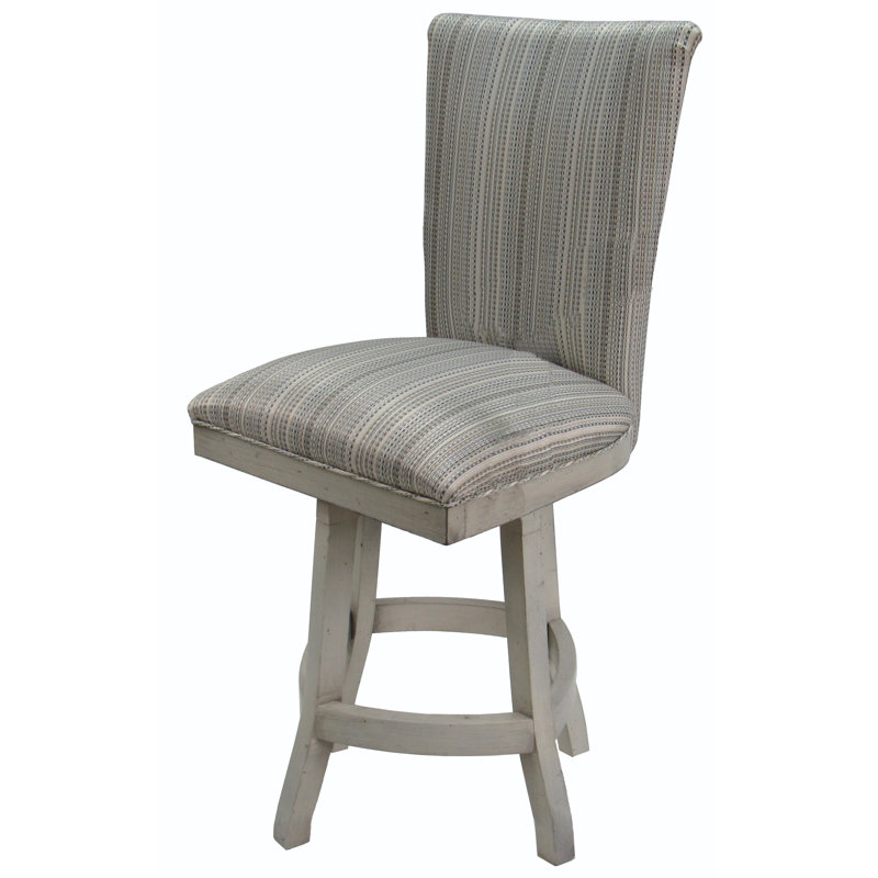 Irminger Swivel Upholstered Counter Stool with Solid Wood Frame, Reclaimed Estate, 26"