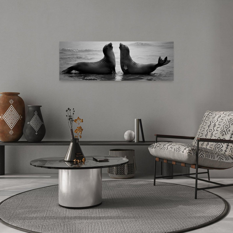 Elephant Seals Calling 1 Piece Wrapped Canvas Panoramic Wall Art, 91.44 cm H x 30.48 cm W