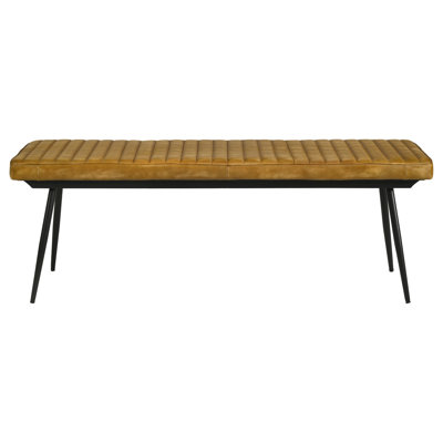 Camel And Black Tufted Cushion Side Bench