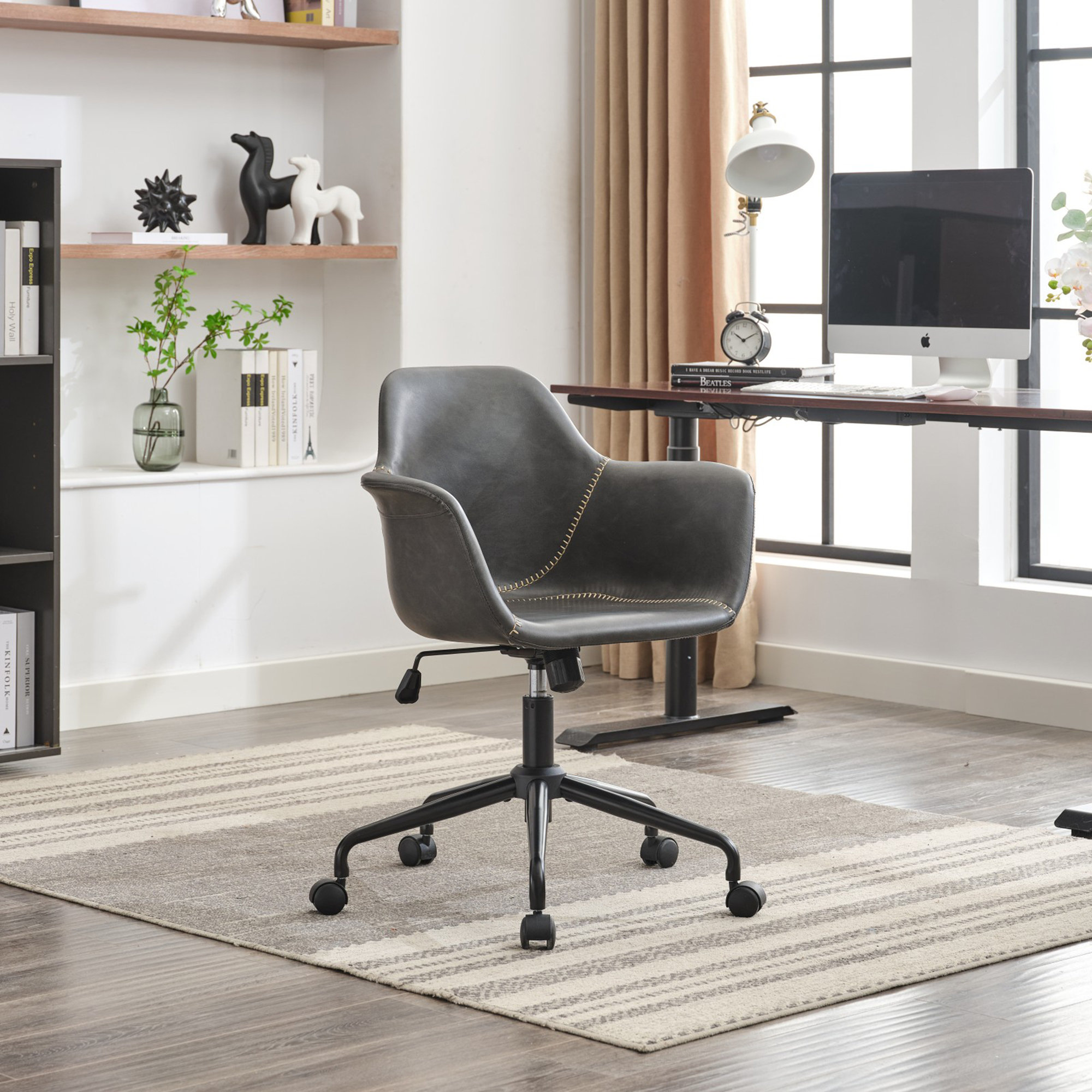 Latitude Run® Office Chair with Metal Frame, Faux Leather, Swivel ...