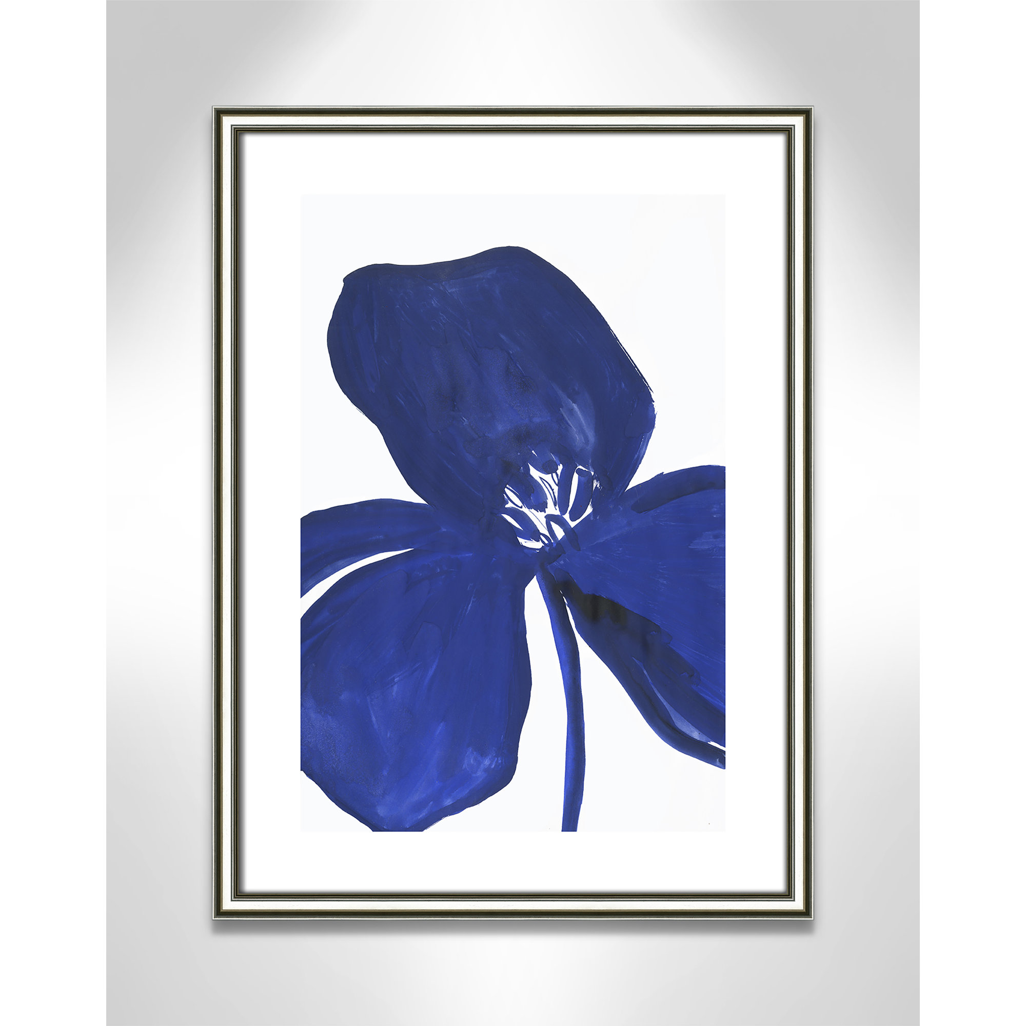 Indigo Petal II - Picture Frame Print on Paper, Silver Framed Paper, 24.25" H x 18.25" W x 0.88" D