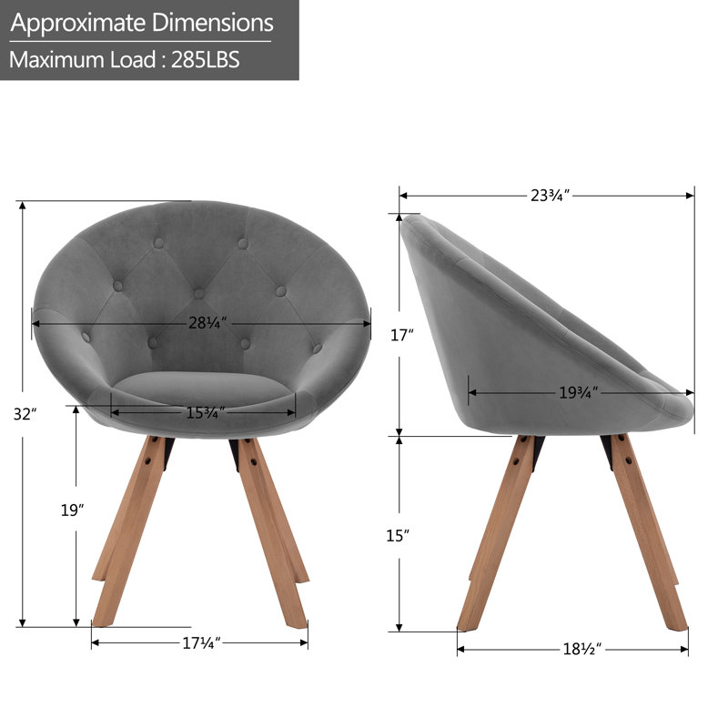 Angellique Velvet Accent Chair, Gray