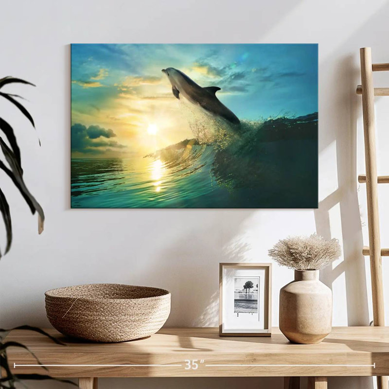 Brampt Sunset Dolphin, 16" H x 24" W