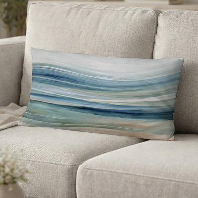Coussin bleu et vert plage de paysage côtier - Coussin décoratif de plage