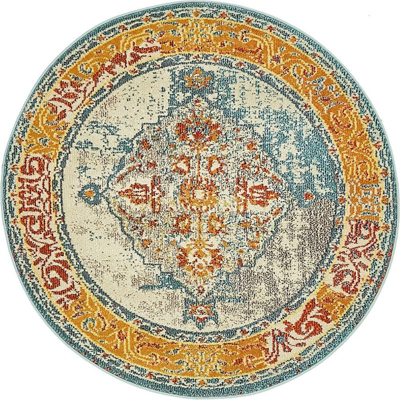 Abstract Indoor Rug, Round 4'