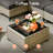4 Piece Rattan Patio Conversation Set with Cushions-1312941362-1333608604