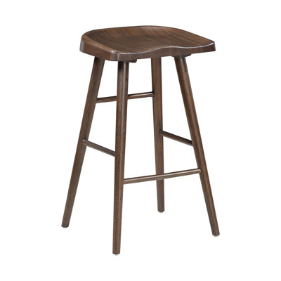 Ensemble de 2 tabourets de bar à finition brune avec siège en selle et structure en bois robuste