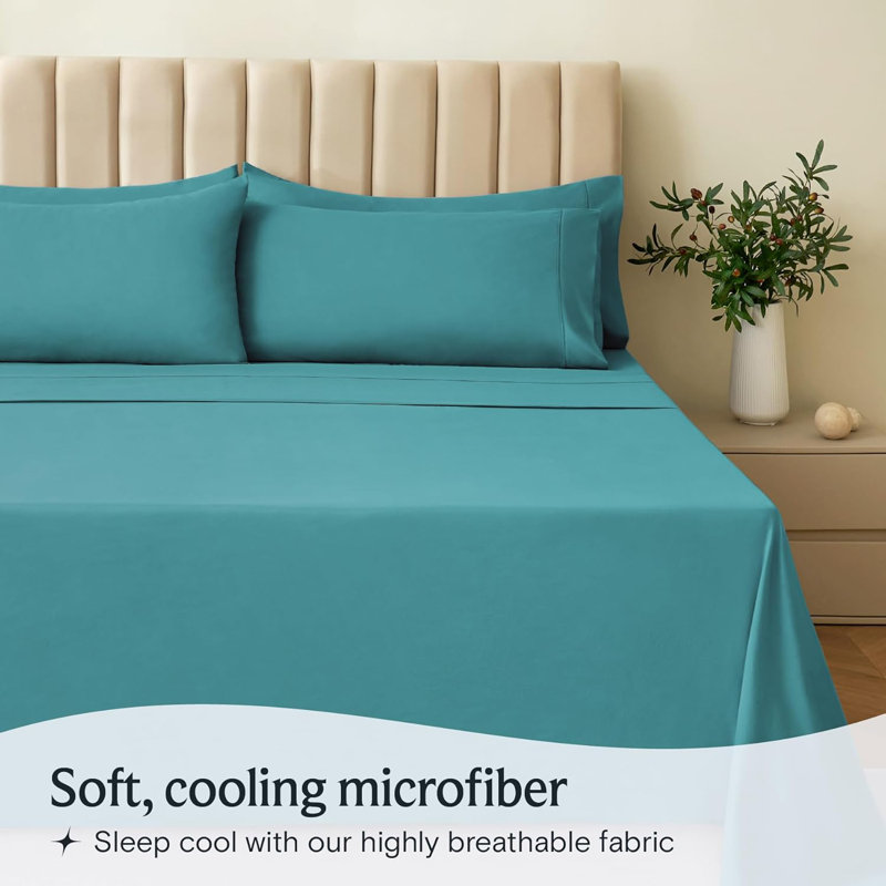Luxclub 3 PC Teal Twin XL Silky Soft Cooling Extra Deep Pocket Performance Sheet Set, Teal