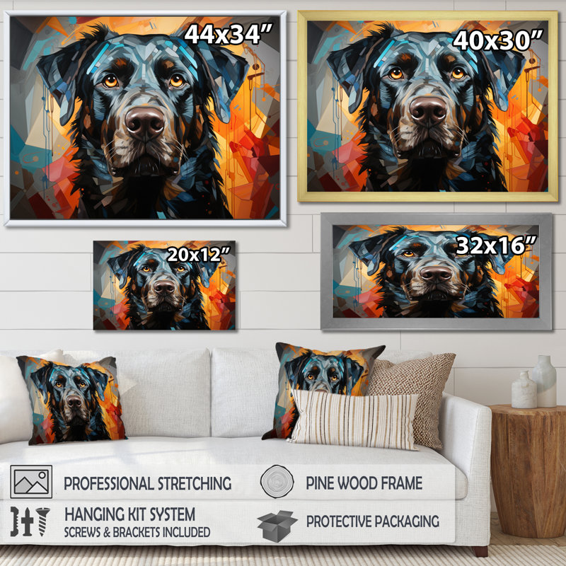 «Dog Inquisitive Canine Popart I», reproduction, Cadre doré à une seule photo, H 30 po x l 40 po x P 1,5 po