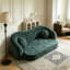 Canapé inclinable à compression courbée convertible, canapé-lit 2 en 1 escamotable, avec base escamotable et siège profond, comprend deux coussins, fauteuil inclinable en chenille deux places-1008685961