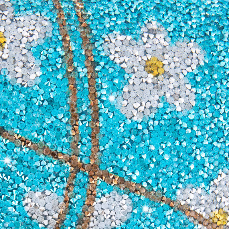 Flower Boot Shaped Rhinestone Pillow, Blue