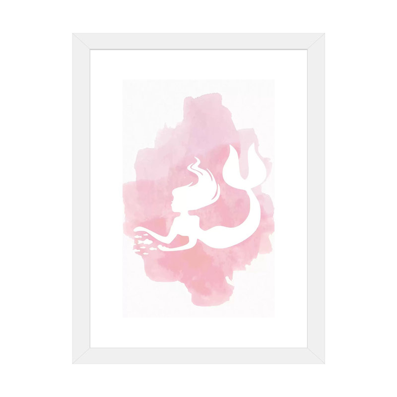 Sirène - impression d'art graphique, H 24 po x l 16 po x P 1 po, Papier encadré blanc, Blanc