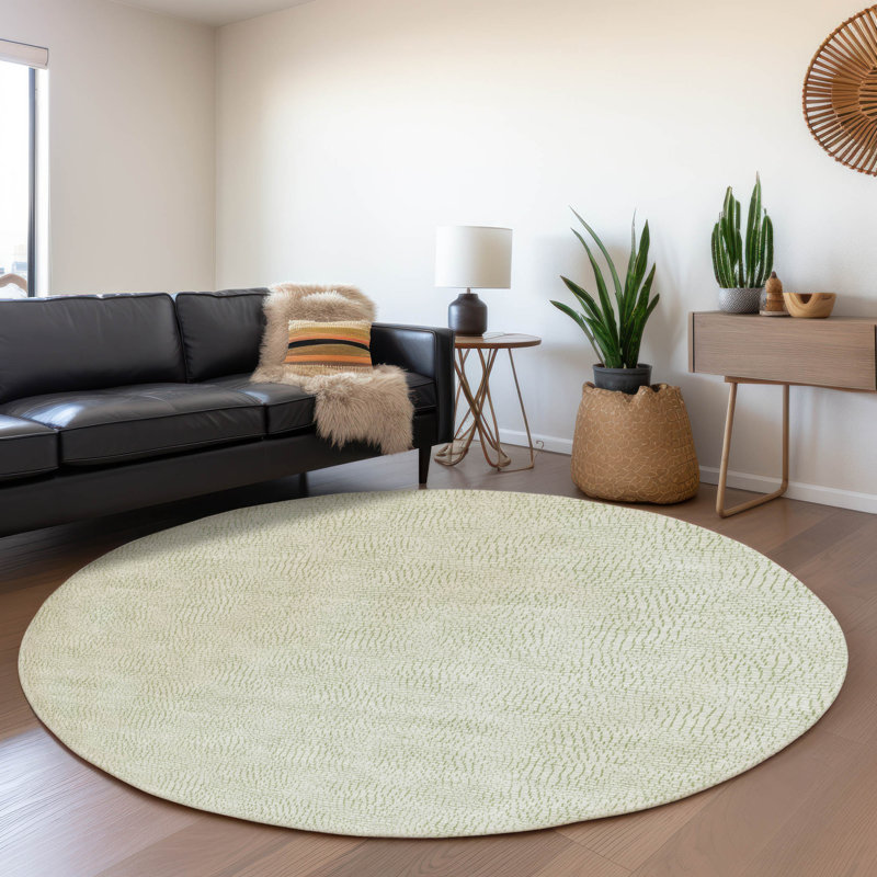 Premium Machine Washable Crumley AMF1058 Geometric Rug, Round 8'