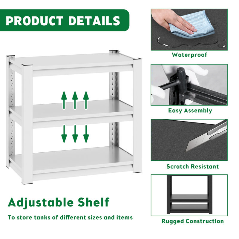 Support d'aquarium réglable en métal robuste à 3 niveaux, l 34 po x P 18 po x H 31 po, capacité de 400 lb, pour aquariums de poissons / reptiles de 20 à 30 gallons