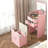 17.9" Compact Flip-Top Vanity Set with Lighted Mirror & Storage Stool, Pink-126618480