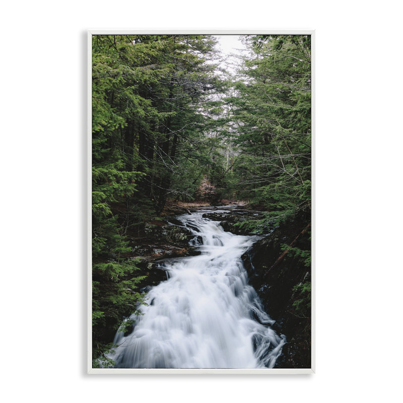 Endless Cascade Waterfall Framed Giclee, design by Sean Greenough, 30" H x 20" W, Coastal White Framed Giclee