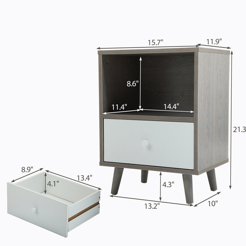 Table de chevet Kostman, Gris