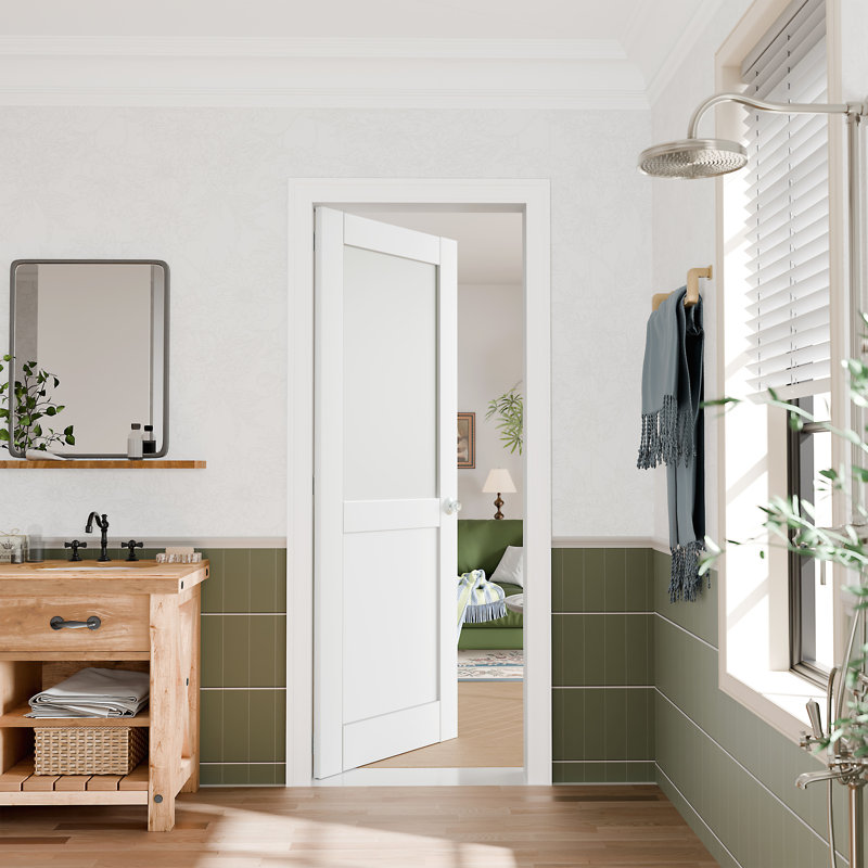 Mirror Surfaced Design - MDF Interior Slab Door Include Handle And Hardware Kit, 24" x 80"
