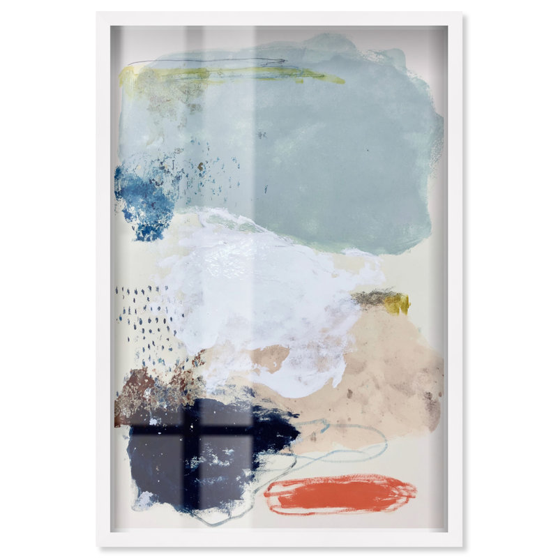 Estampe sous verre « Tidal Scrape », art abstrait côtier par Art Remedy, cadre blanc, 16 x 24, H 25 po x l 17 po, Cadre blanc