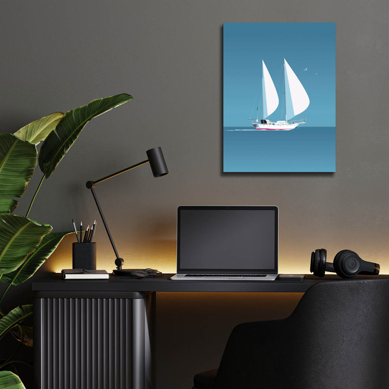  'Sailing 3' by Arctic Frame Acrylic Glass Wall Art, 12" x 16"