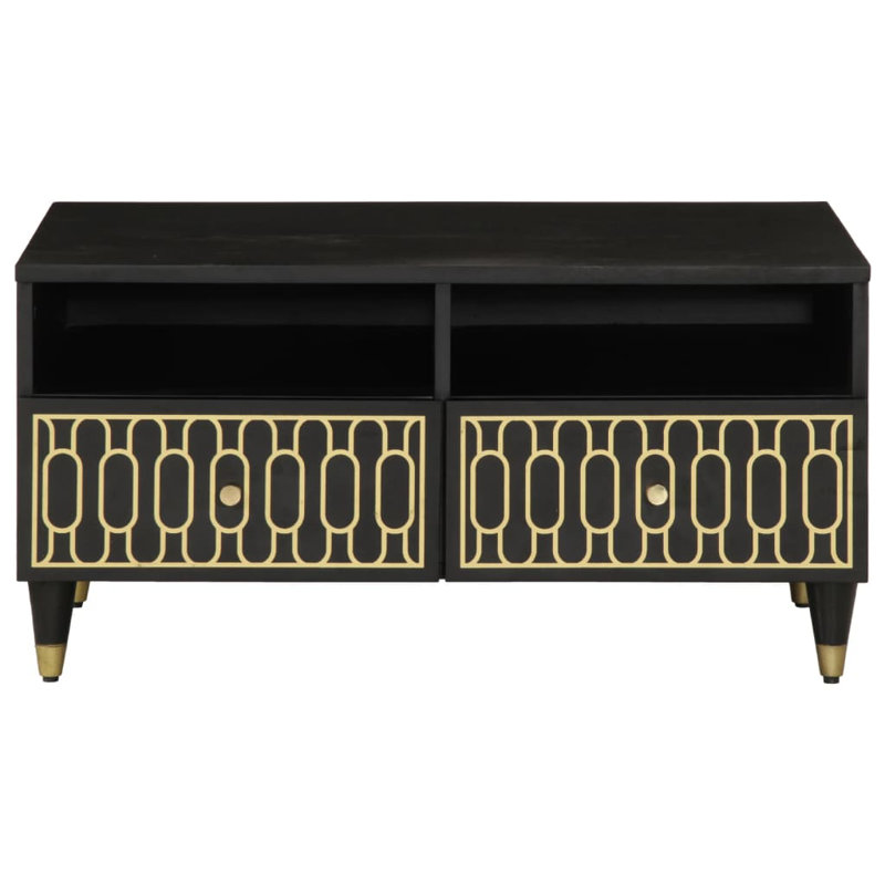 Aiyaan Coffee Table with Storage, Black/Gold, Black