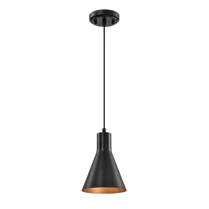 Luminaire suspendu de cuisine 1 lumière en métal noir mat 