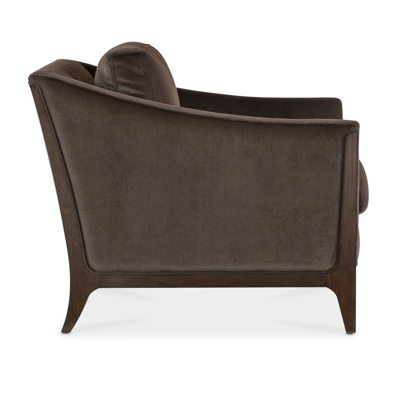Sophia Mid-Century Brown Leather and Wood Armchair