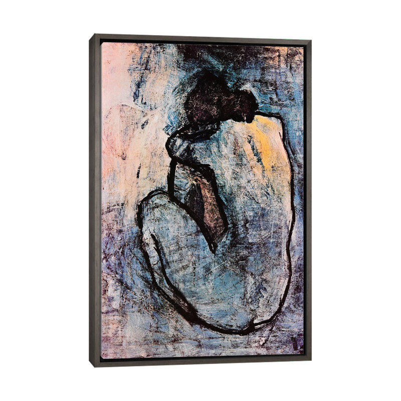 « blue nu » par pablo picasso-impression, Toile encadrée de bois rustique foncé, H 26 po x l 18 po x 1,5 po