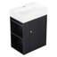Meuble-lavabo moderne de 20 pouces avec lavabo en céramique, porte à motif de losanges, poignée dorée et tablettes latérales pour petits espaces-975744925