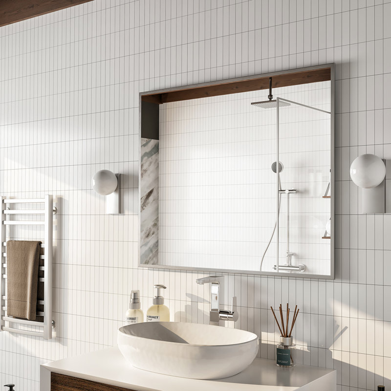 Hurtsboro Modern & Contemporary Bathroom/Vanity Mirror, Brushed Chrome