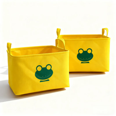 2Pcs,Foldable Storage Bin With Cute Cartoon Design For Desk Organization, Toys, Remotes, And Closet Storage For Socks And Underwear, Made Of Durable Canvas And EVA Material