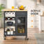 Rolling Kitchen Island with Storage, Wine Rack, Stemware Holder, Shelves, Drawer and Cabinet, Gray