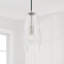 Luminaire suspendu 1 lumière Burnaby Altie avec verre embossé diamant et cordon tressé noir-70886300