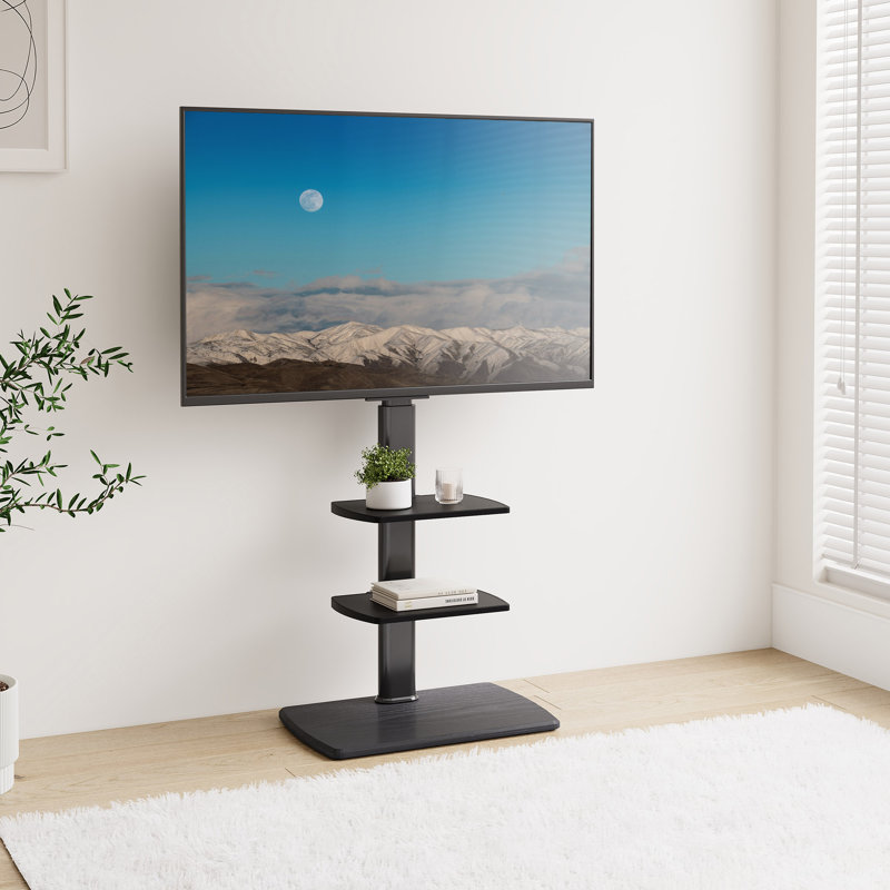  Meuble télé moderne pour téléviseur de 32 po à 70 po avec deux tablettes, Black