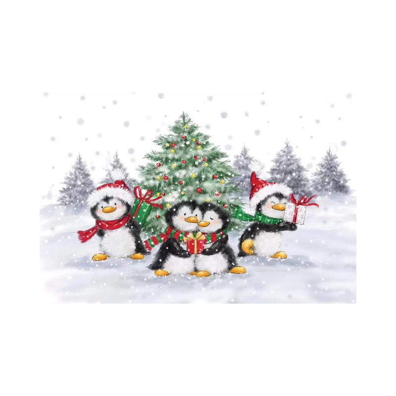 «Penguins Christmas», impression sur toile tendue, H 12 po x l 18 po x 1,5 po