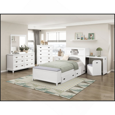 Commode blanche avec 6 tiroirs et meubles de chambre à coucher modernes en bois 1pc