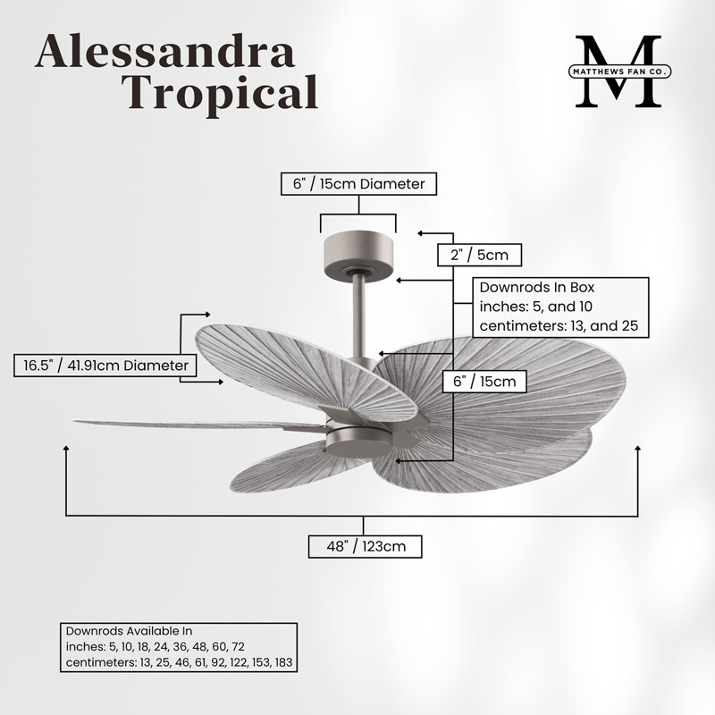 Alessandra - Five Blade Ceiling Fan, Brushed Nickel, Barn Wood Tone