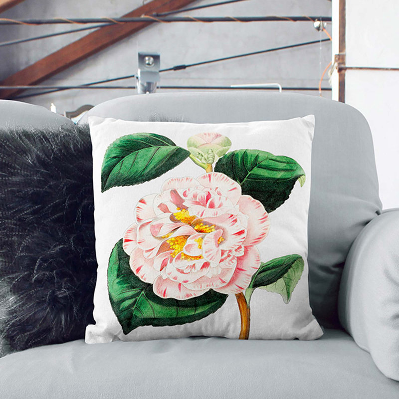 Camellia Flowers Cushion with Filling, 55cm H x 55cm W x 20cm D
