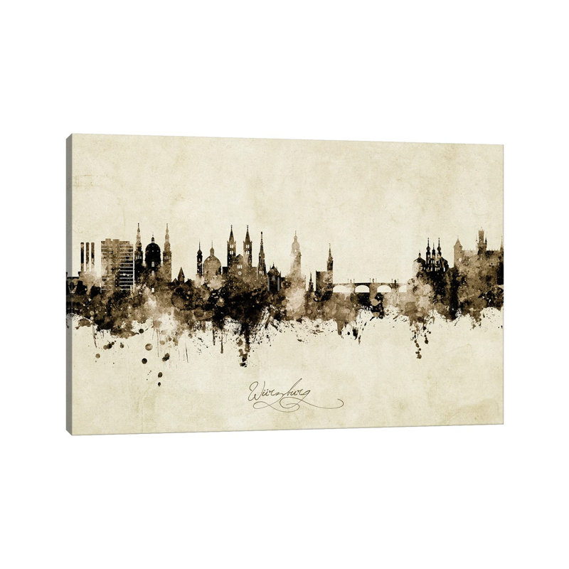 Wurzburg Deutschland Skyline Vintage by Michael Tompsett - Wrapped Canvas Rectangle Painting