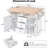 55.7'' Kitchen Island With 2 Drop Leaf, 5 Wheels Mobility, Power Outlet, Folding Storage Table, 3 Drawers, White 5 Motion, Socket, Towel Rack,-720293119