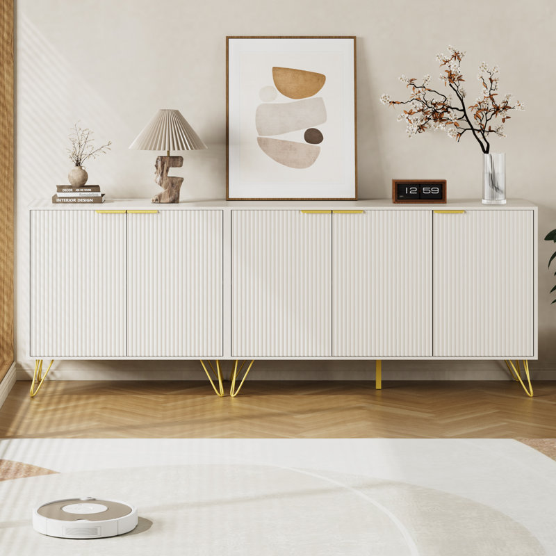 Meuble télé pour téléviseur de 85 po ou moins, Blanc
