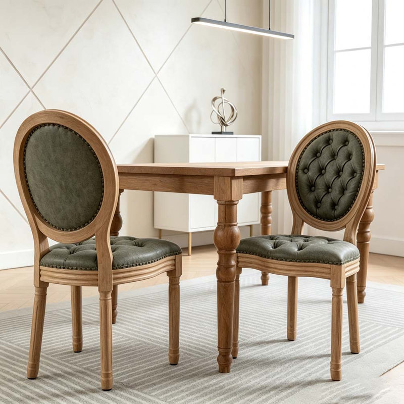 Chaise en bois massif, Olive Green