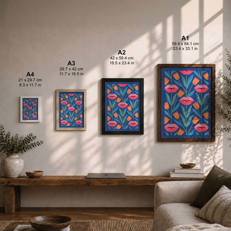 Spring Tulips Botanical - Print, Unframed, A4 - 29.7 x 21.0 cm