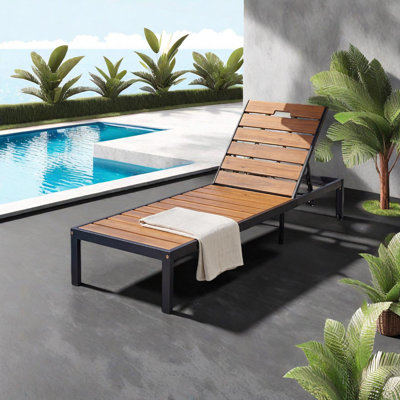 Outdoor Chaise Lounge with Adjustable Backrest for Patio or Poolside, Durable and Stylish Design