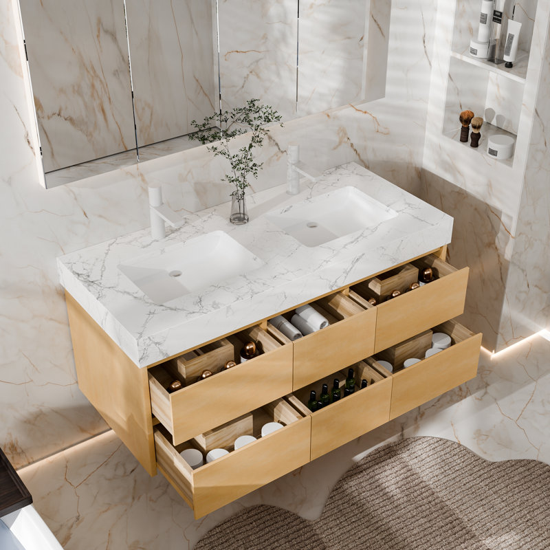 Ensemble de meuble-lavabo double flottant 48 po Corydon, Double Sink
