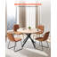 Ensemble de table de salle à manger 5 pièces, table de cuisine ronde peu encombrante avec 4 chaises rembourrées orange, coussins en similicuir, bureau moderne en ton de bois avec patins réglables pour la salle à manger, petits espaces